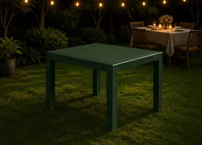 Olinadigan shisha yuzali kvadrat “PREMIUM” plastik stoli -